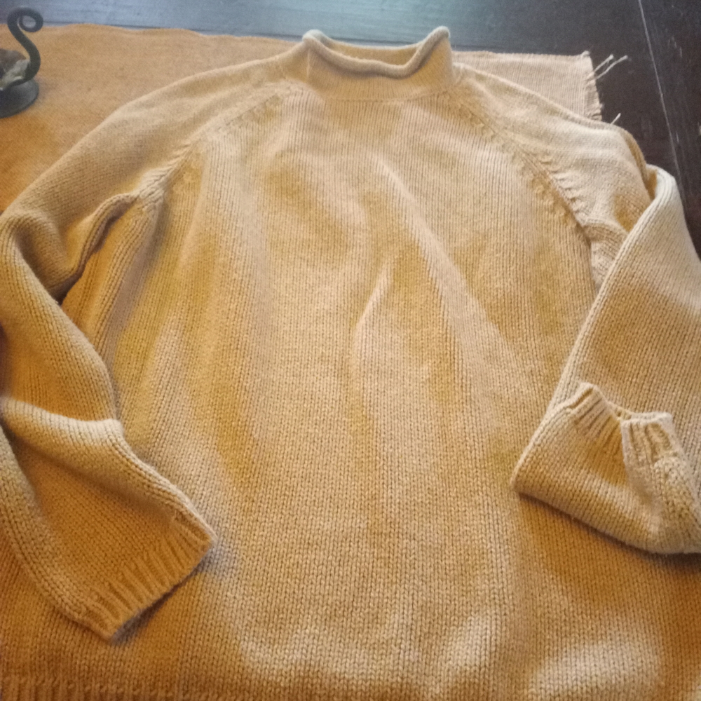 Lands' End Tan Turtleneck Sweater Soft Knit